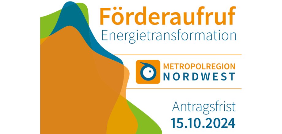 Logo Metropolregion Nordwest mit Titel "Förderaufruf Energietransformation"
